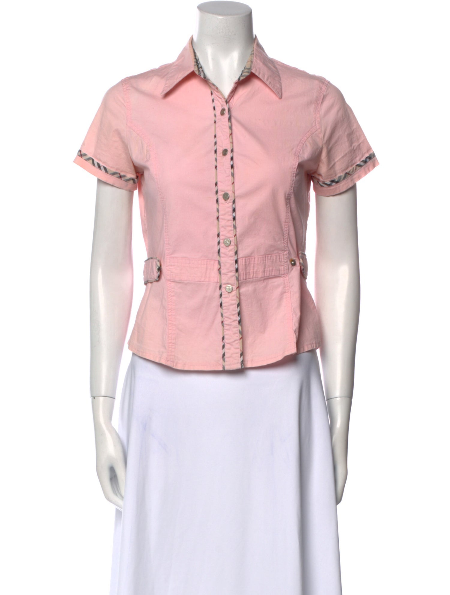 Burberry London Short Sleeve Button-Up Top
