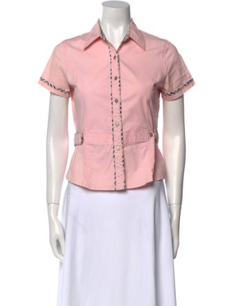 Burberry London Short Sleeve Button-Up Top