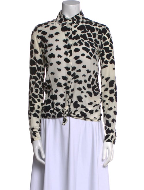 Burberry London Silk Animal Print Button-Up Top