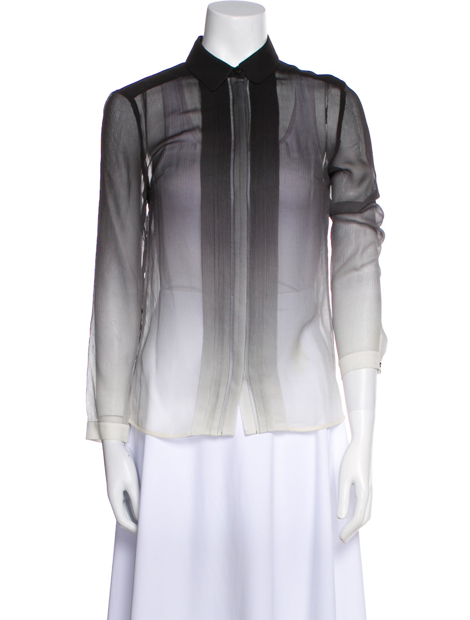 Burberry London Silk Three-Quarter Sleeve Button-Up Top