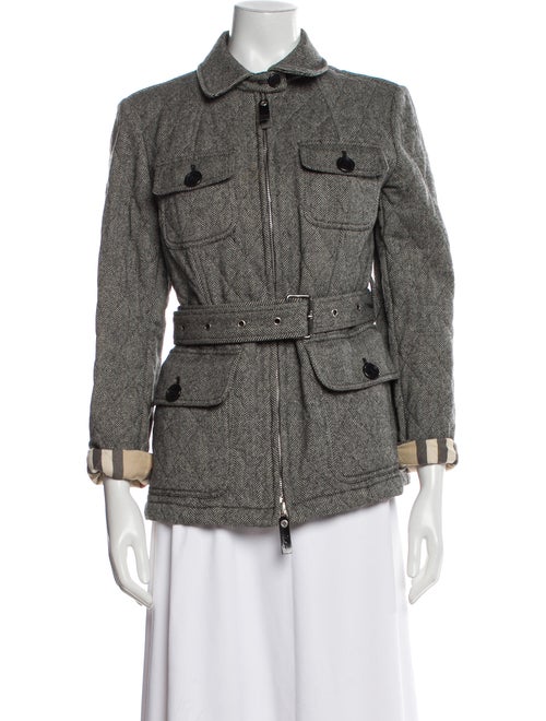 Burberry London Wool Tweed Pattern Utility Jacket