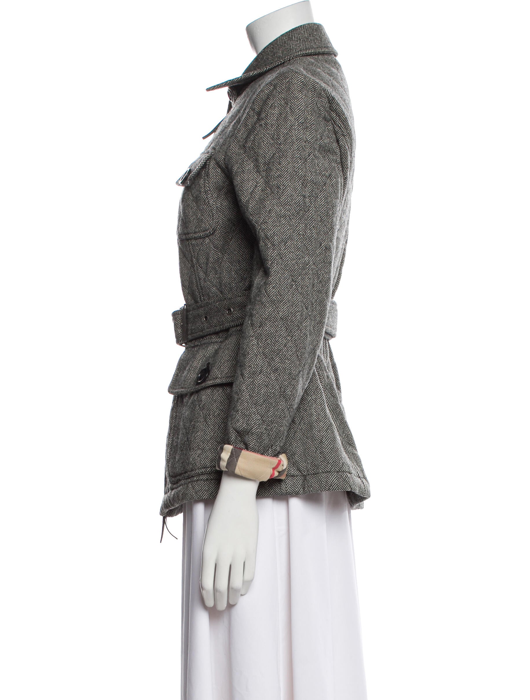 Burberry London Wool Tweed Pattern Utility Jacket