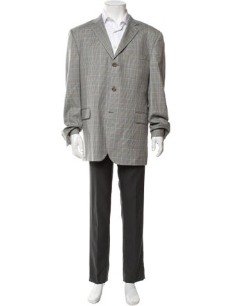 Burberry London Wool Plaid Print Dress Shirt