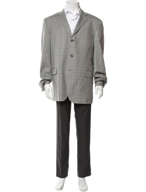 Burberry London Wool Plaid Print Dress Shirt