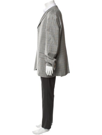 Burberry London Wool Plaid Print Dress Shirt