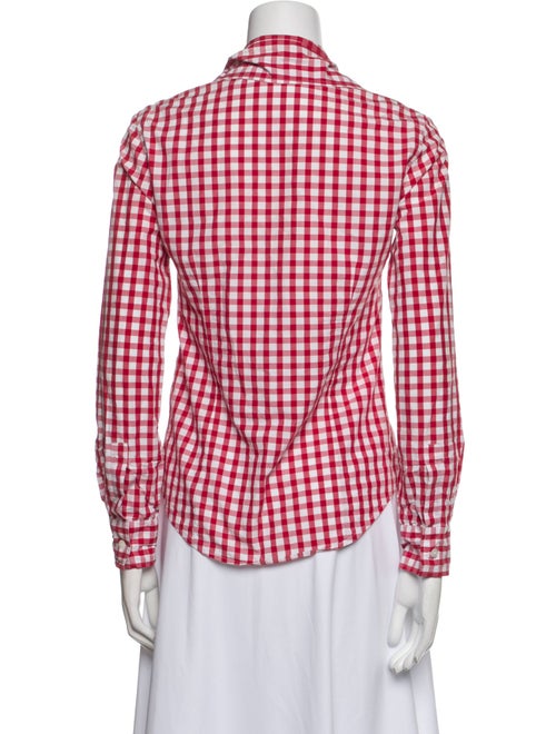 Burberry London Plaid Print Long Sleeve Button-Up Top