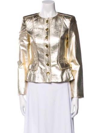 Burberry London Leather Printed Evening Jacket