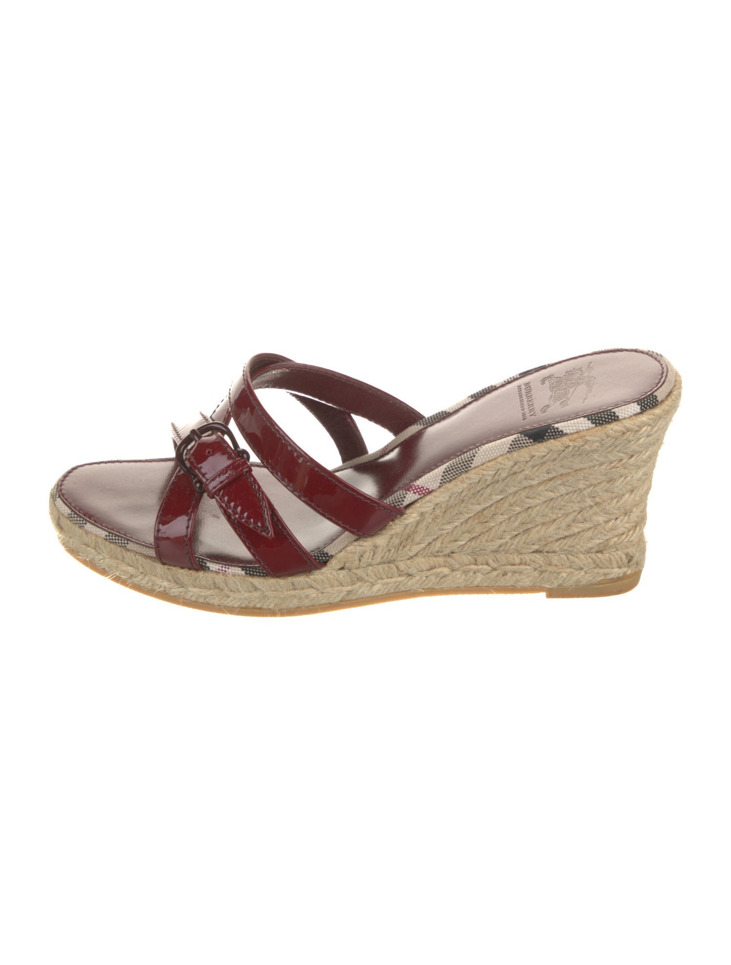 Burberry Nova Check Pattern Patent Leather Espadrilles