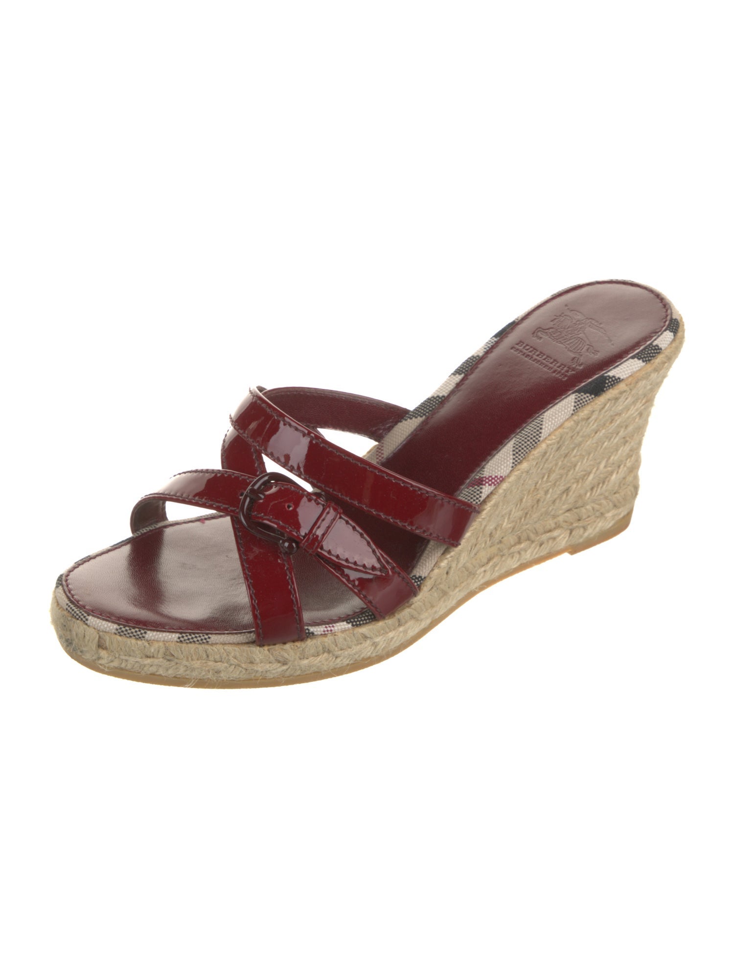 Burberry Nova Check Pattern Patent Leather Espadrilles