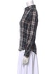 Burberry London Plaid Print Long Sleeve Button-Up Top
