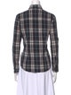 Burberry London Plaid Print Long Sleeve Button-Up Top
