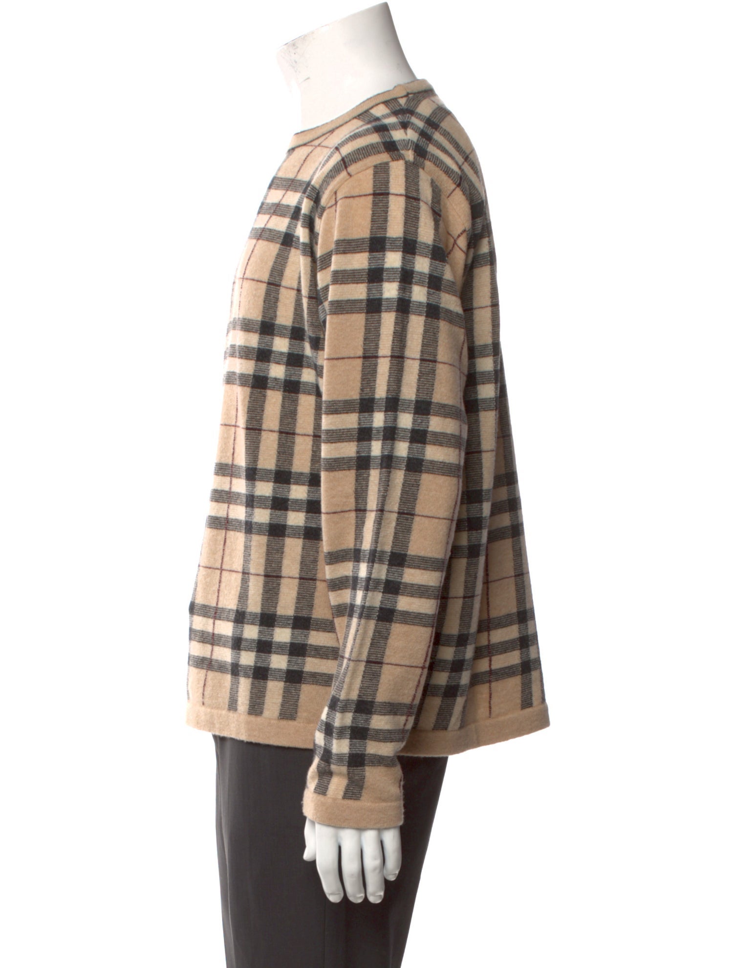 Burberry London Nova Check Pattern Merino Wool Pullover