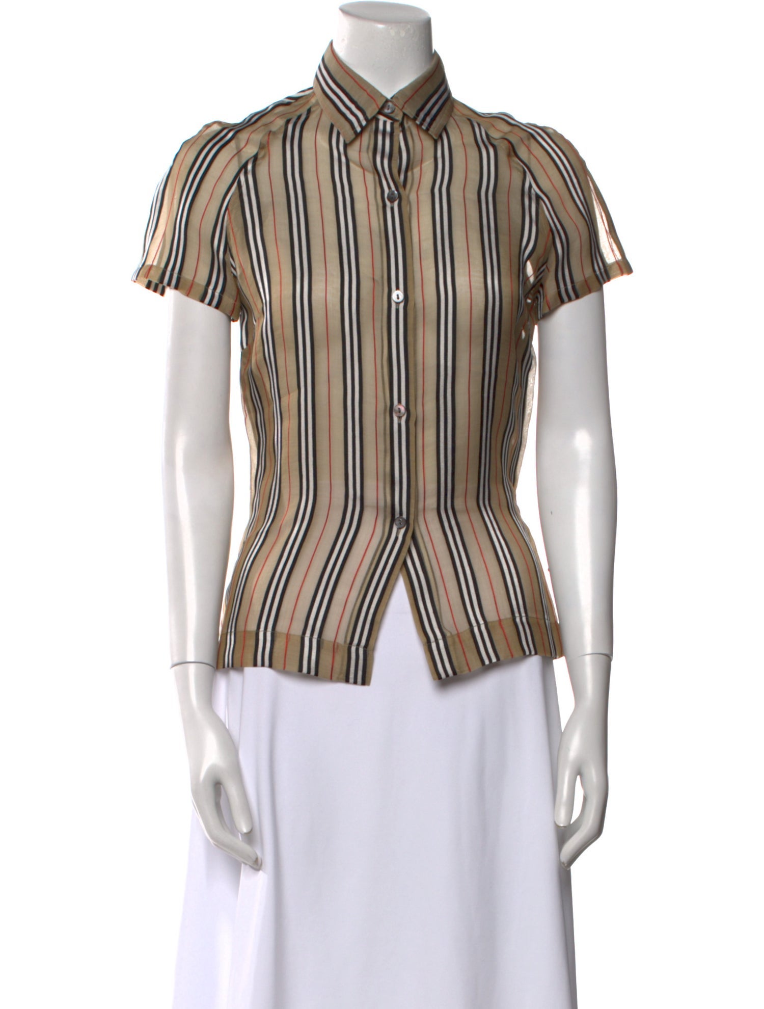 Burberry London Silk Striped Button-Up Top