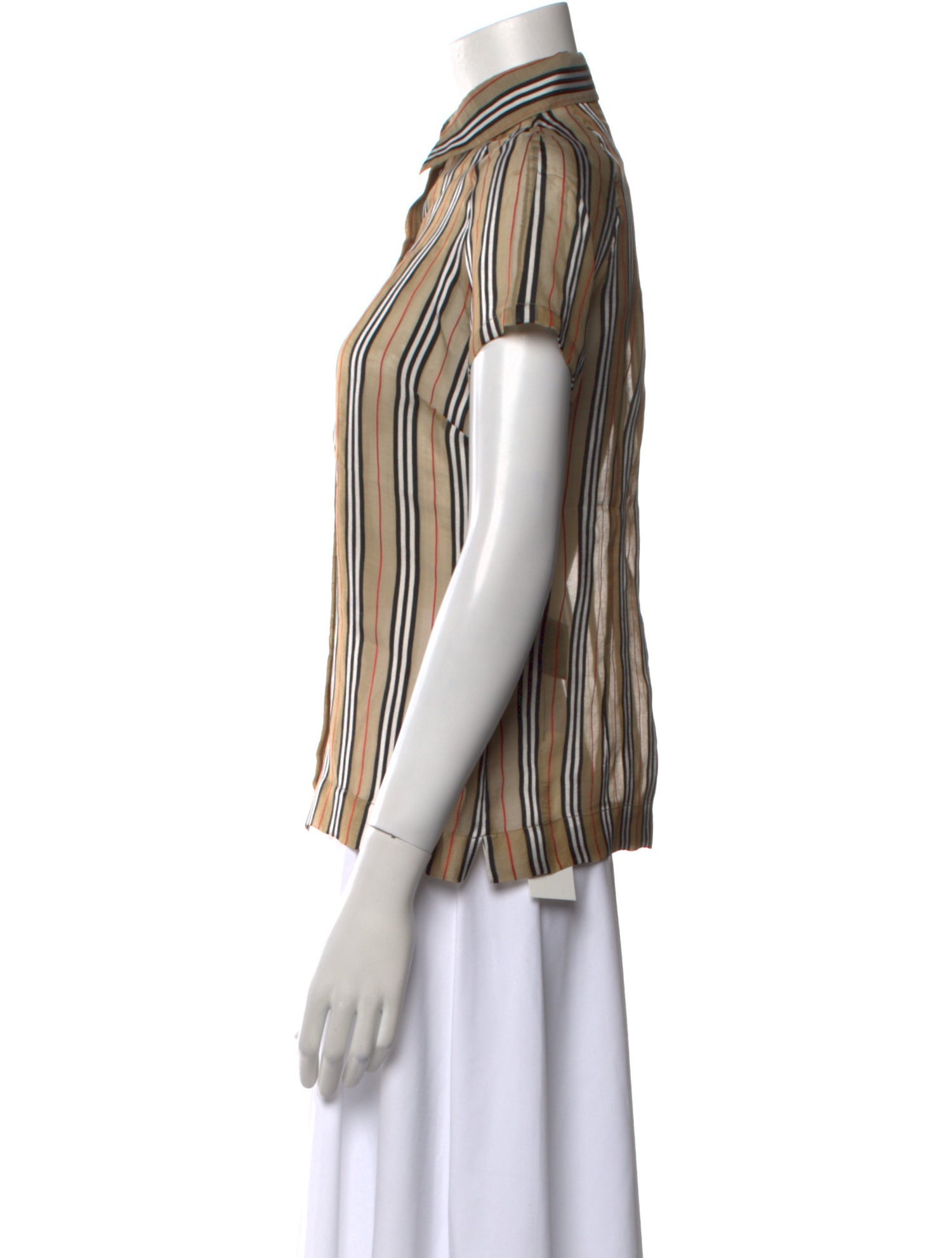 Burberry London Silk Striped Button-Up Top