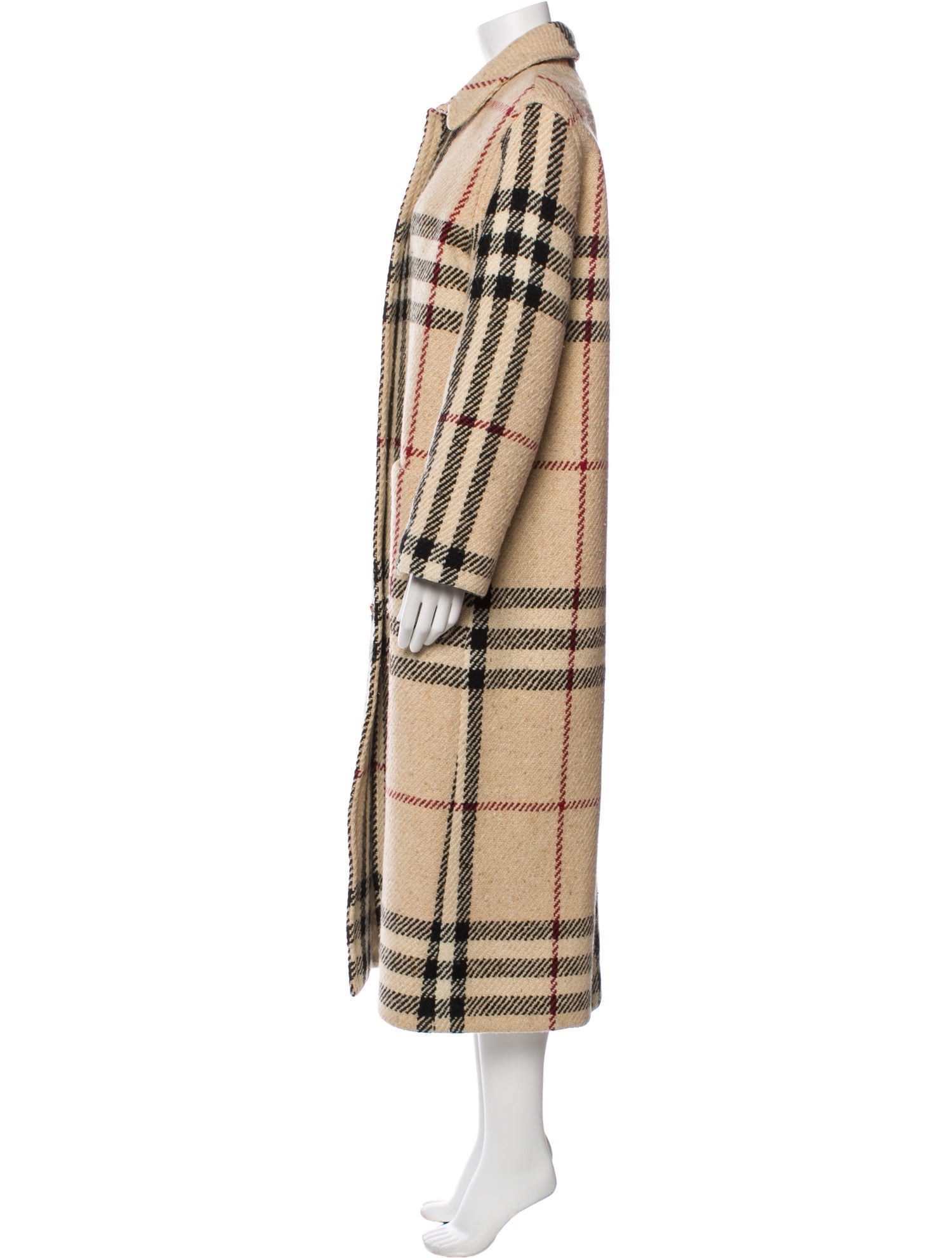 Burberry London Wool Plaid Print Coat