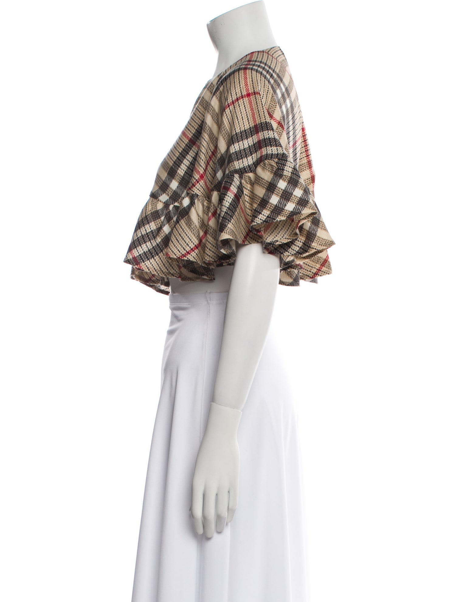 Burberry London Wool Plaid Print Crop Top