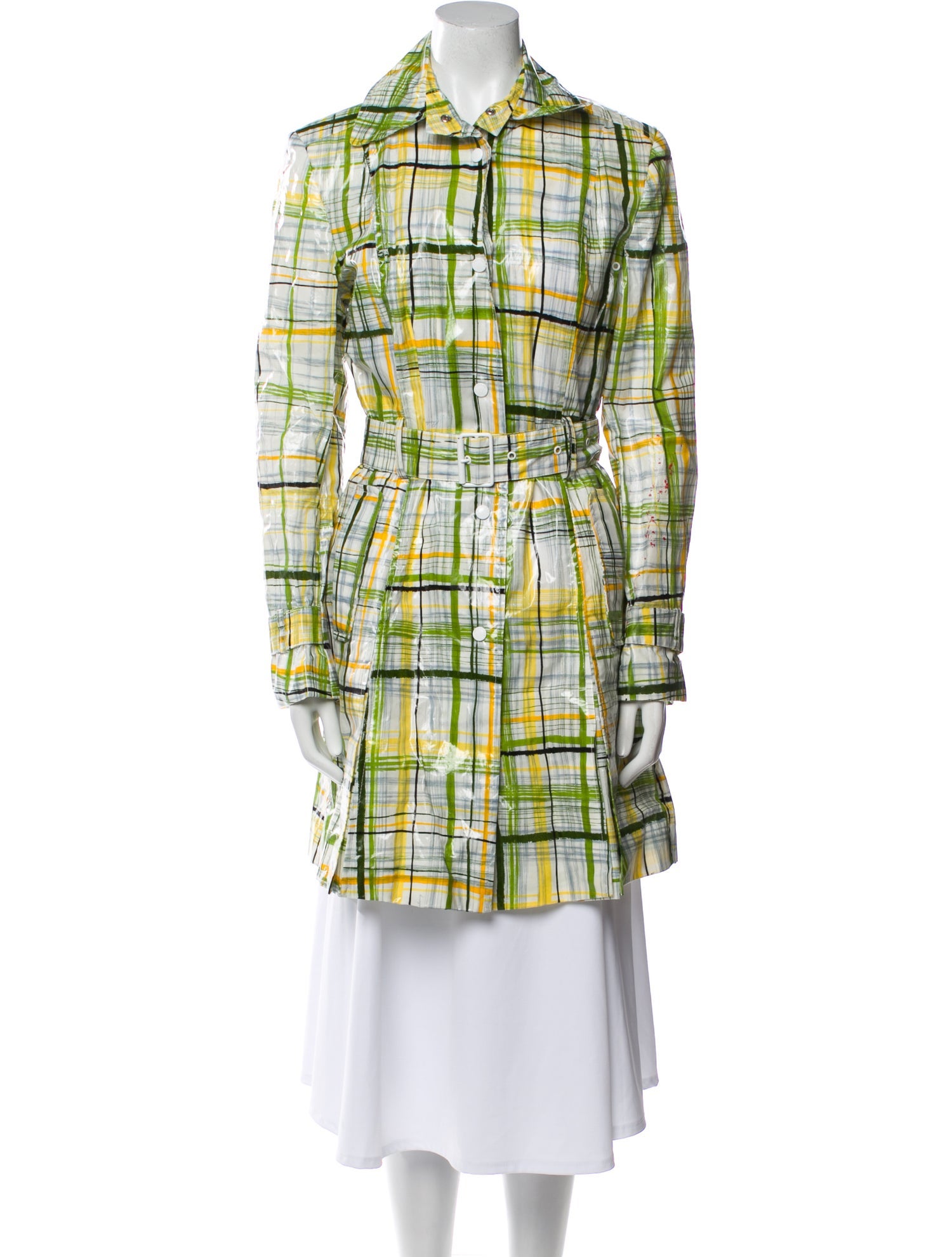 Burberry London Plaid Print Trench Coat