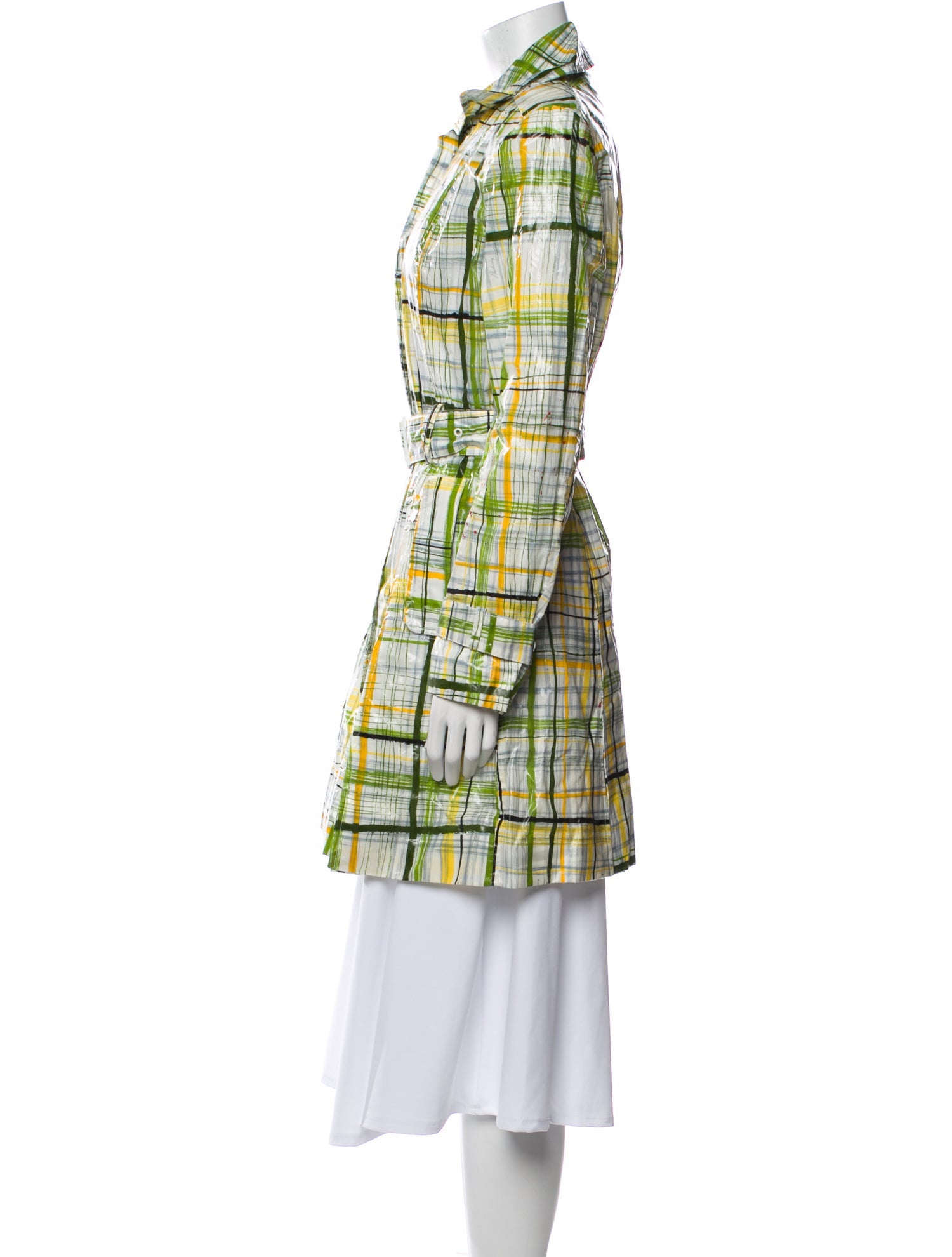 Burberry London Plaid Print Trench Coat