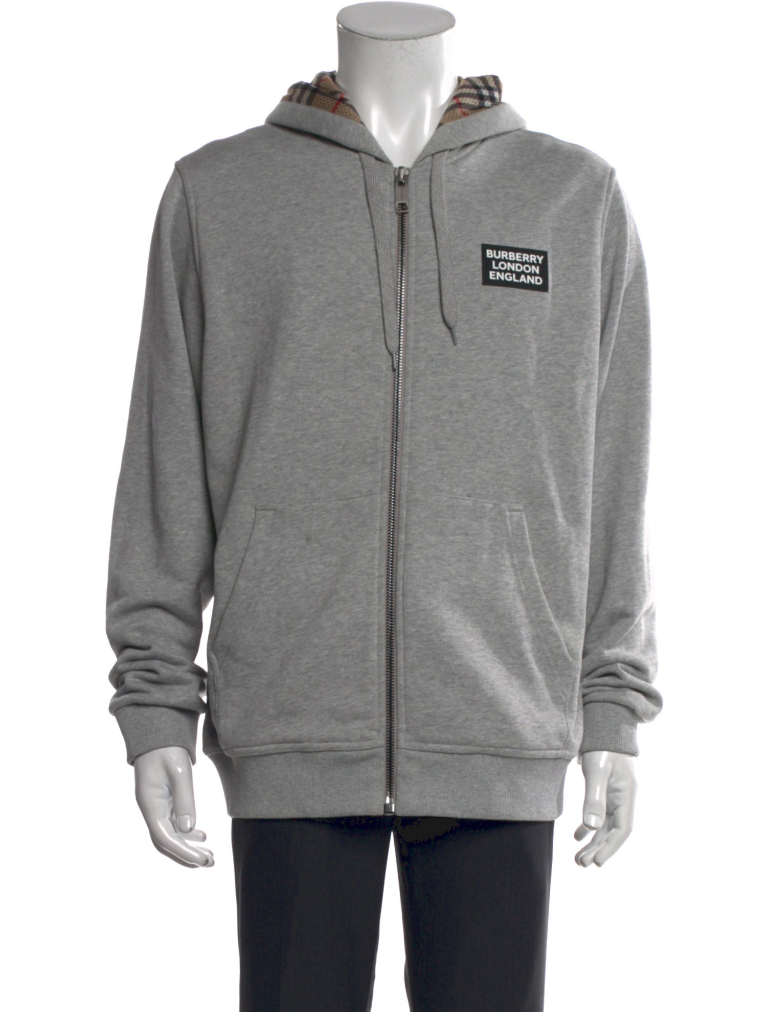 Burberry London House Check Pattern Crew Neck Hoodie