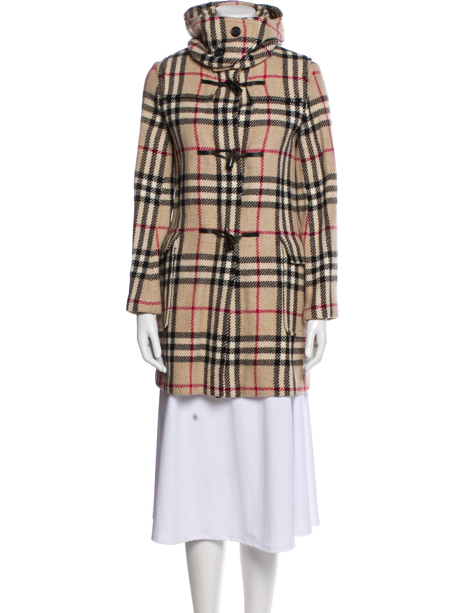 Burberry London Wool Plaid Print Coat