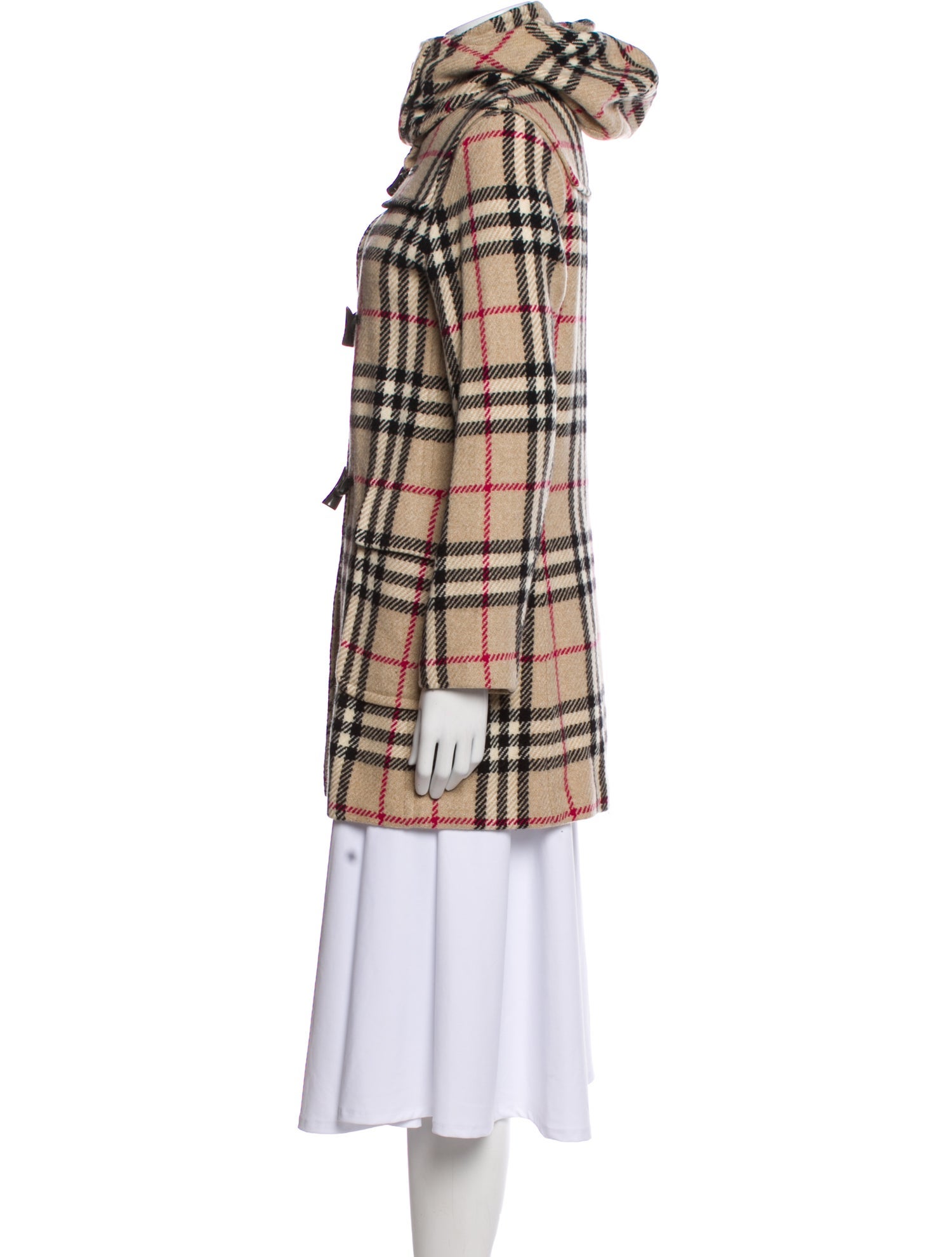 Burberry London Wool Plaid Print Coat