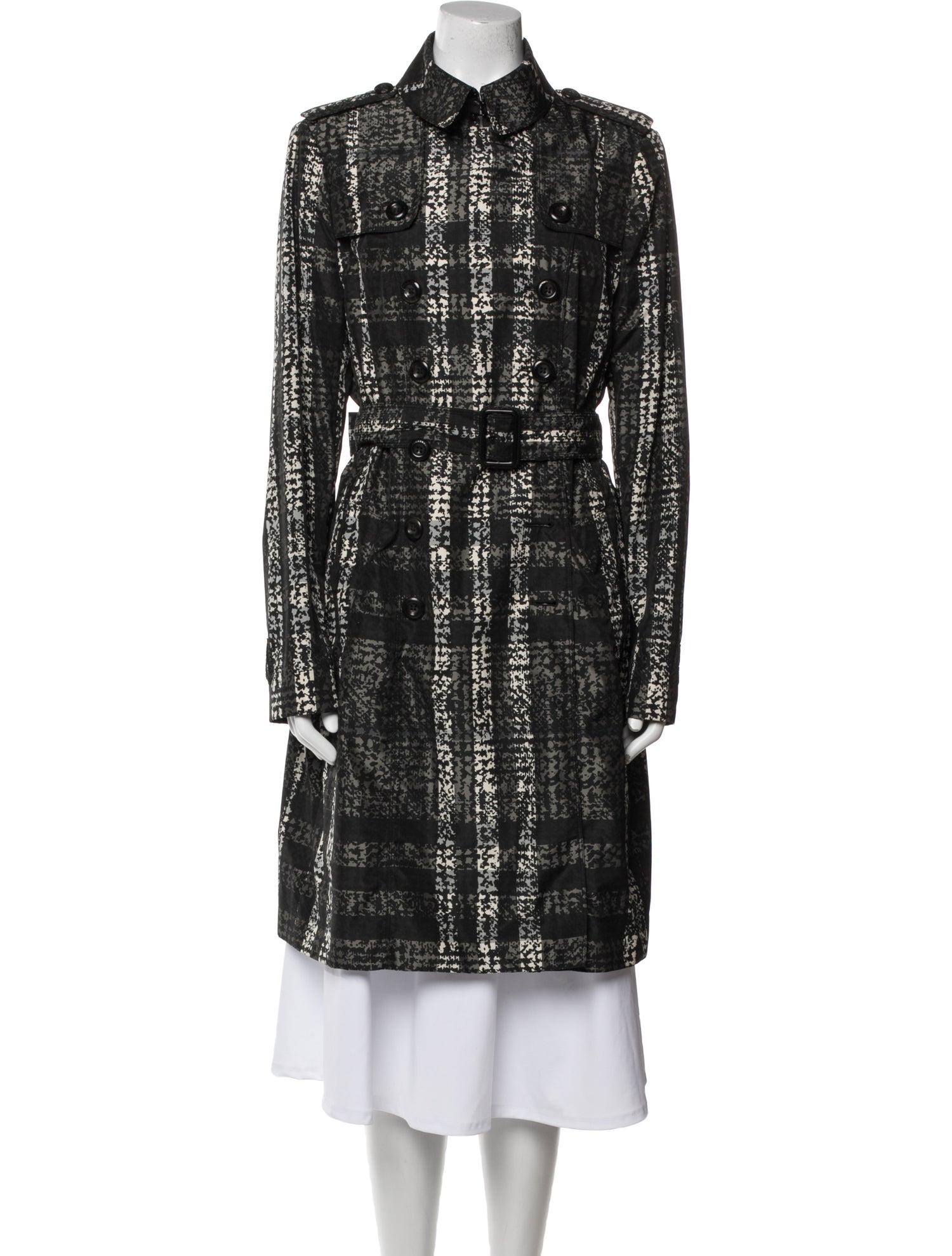 Burberry London Plaid Print Trench Coat