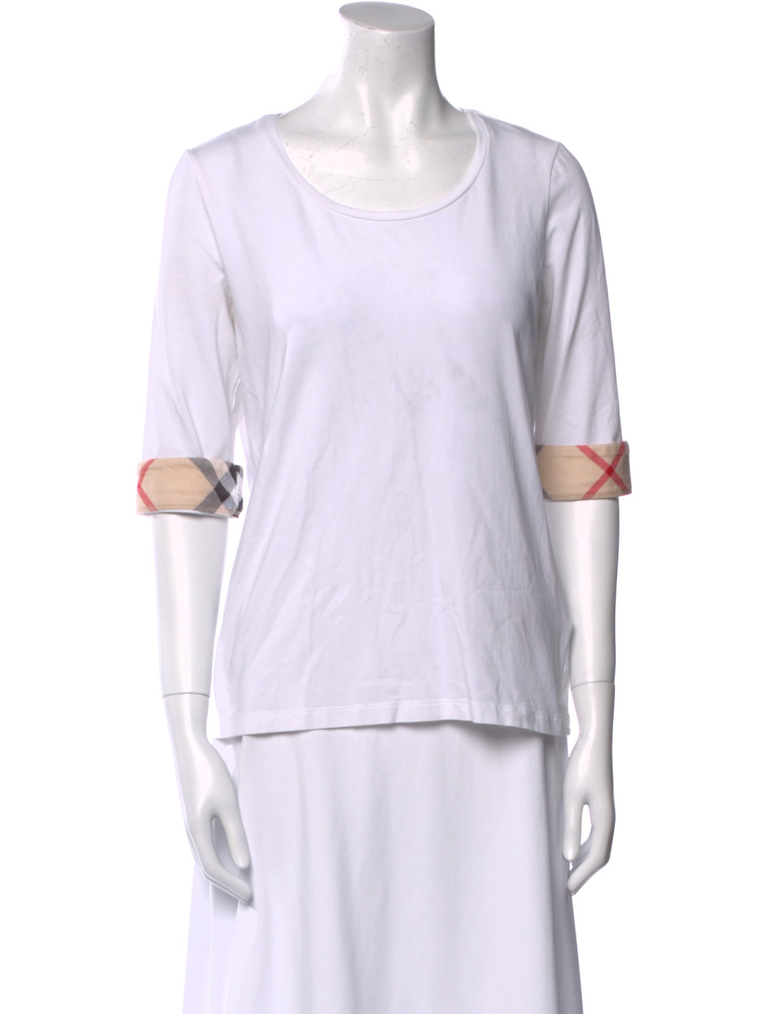 Burberry London Scoop Neck Three-Quarter Sleeve T-Shirt