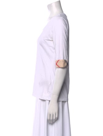 Burberry London Scoop Neck Three-Quarter Sleeve T-Shirt