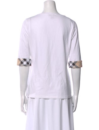 Burberry London Scoop Neck Three-Quarter Sleeve T-Shirt