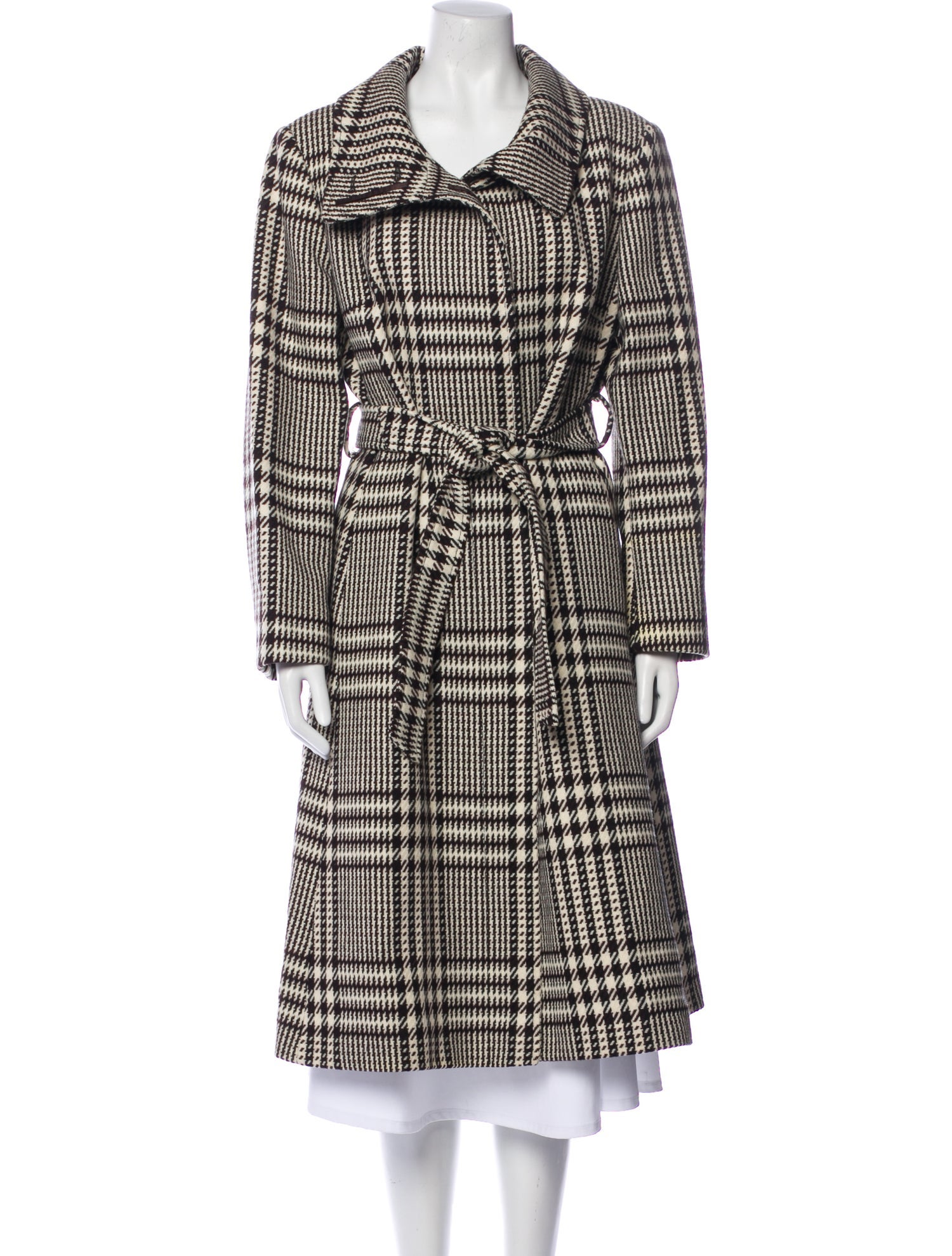 Burberry London Wool Plaid Print Trench Coat