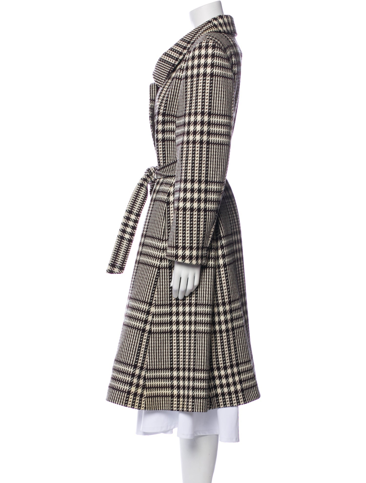 Burberry London Wool Plaid Print Trench Coat