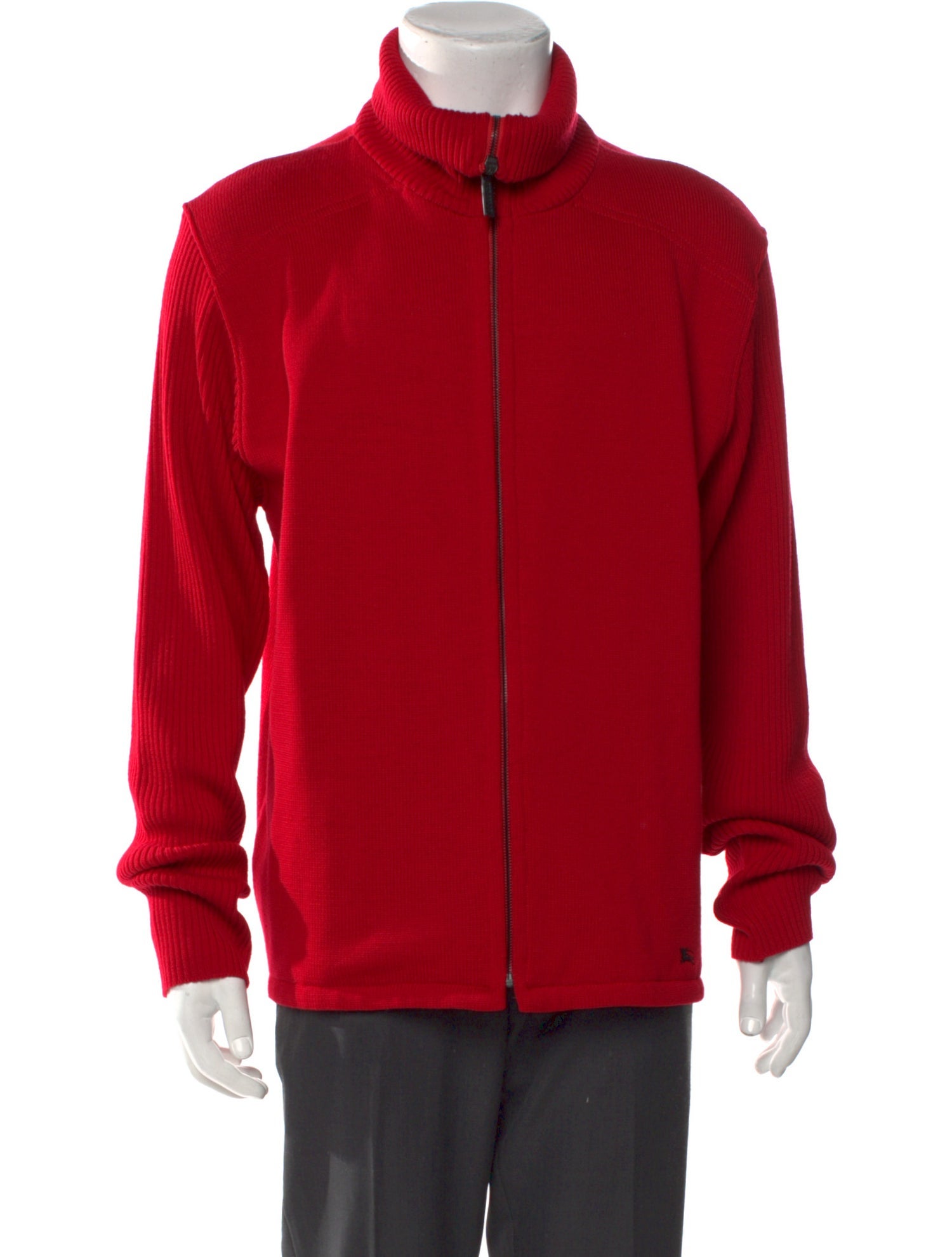 Burberry London Merino Wool Mock Neck Cardigan