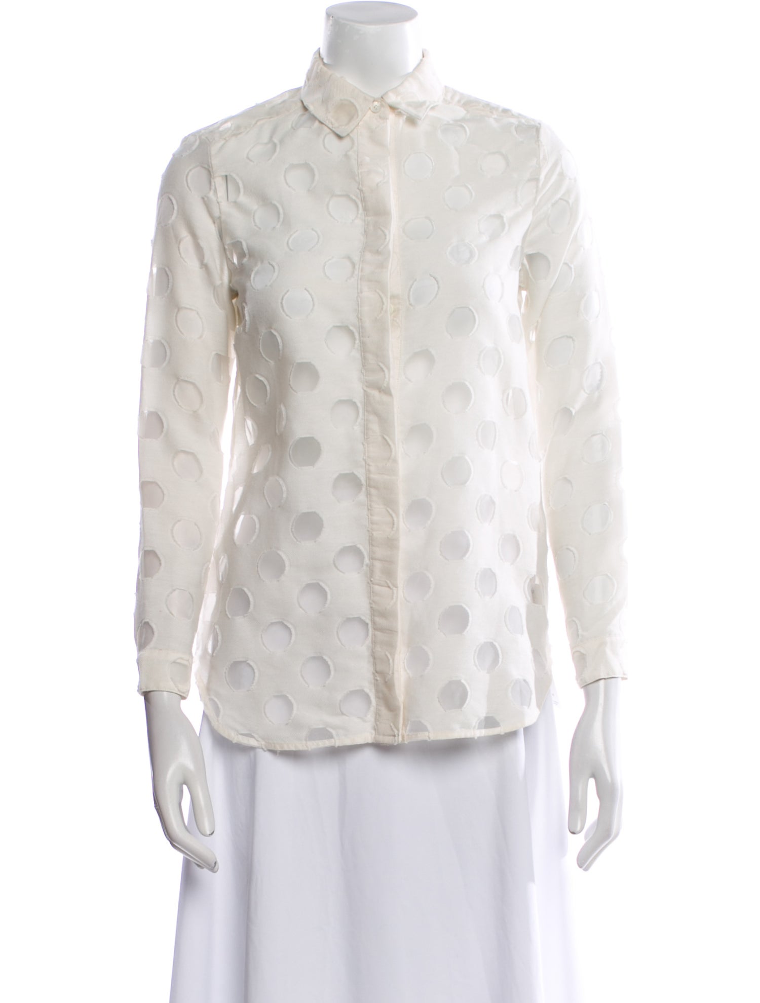 Burberry London Printed Three-Quarter Sleeve Button-Up Top