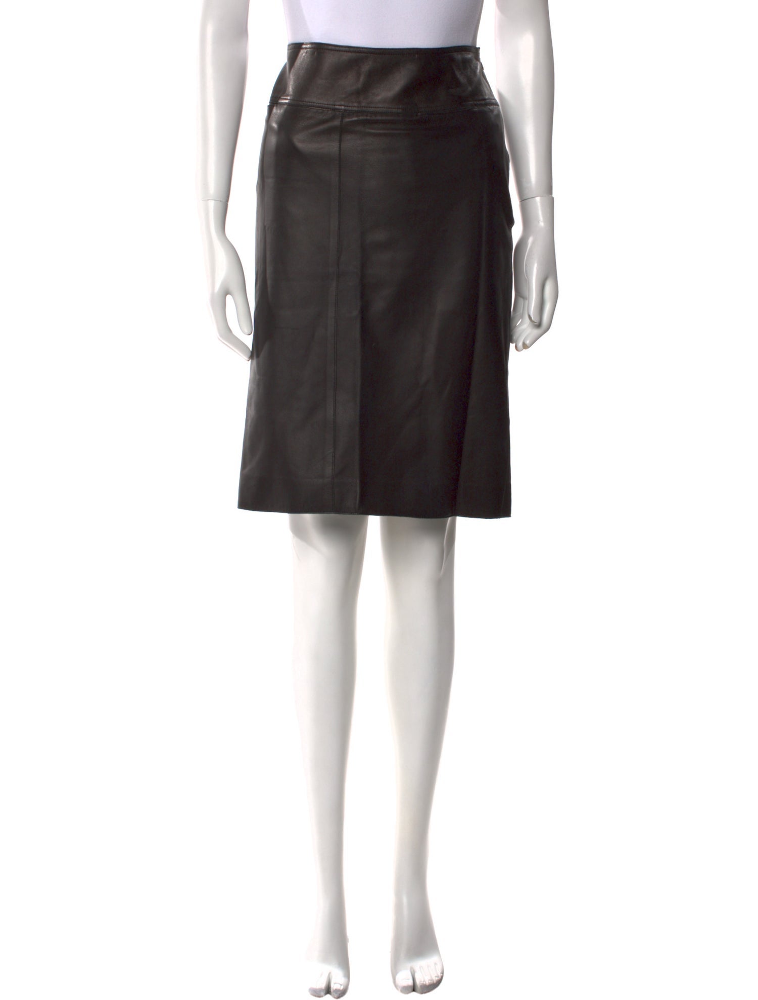 Burberry London Leather Knee-Length Skirt