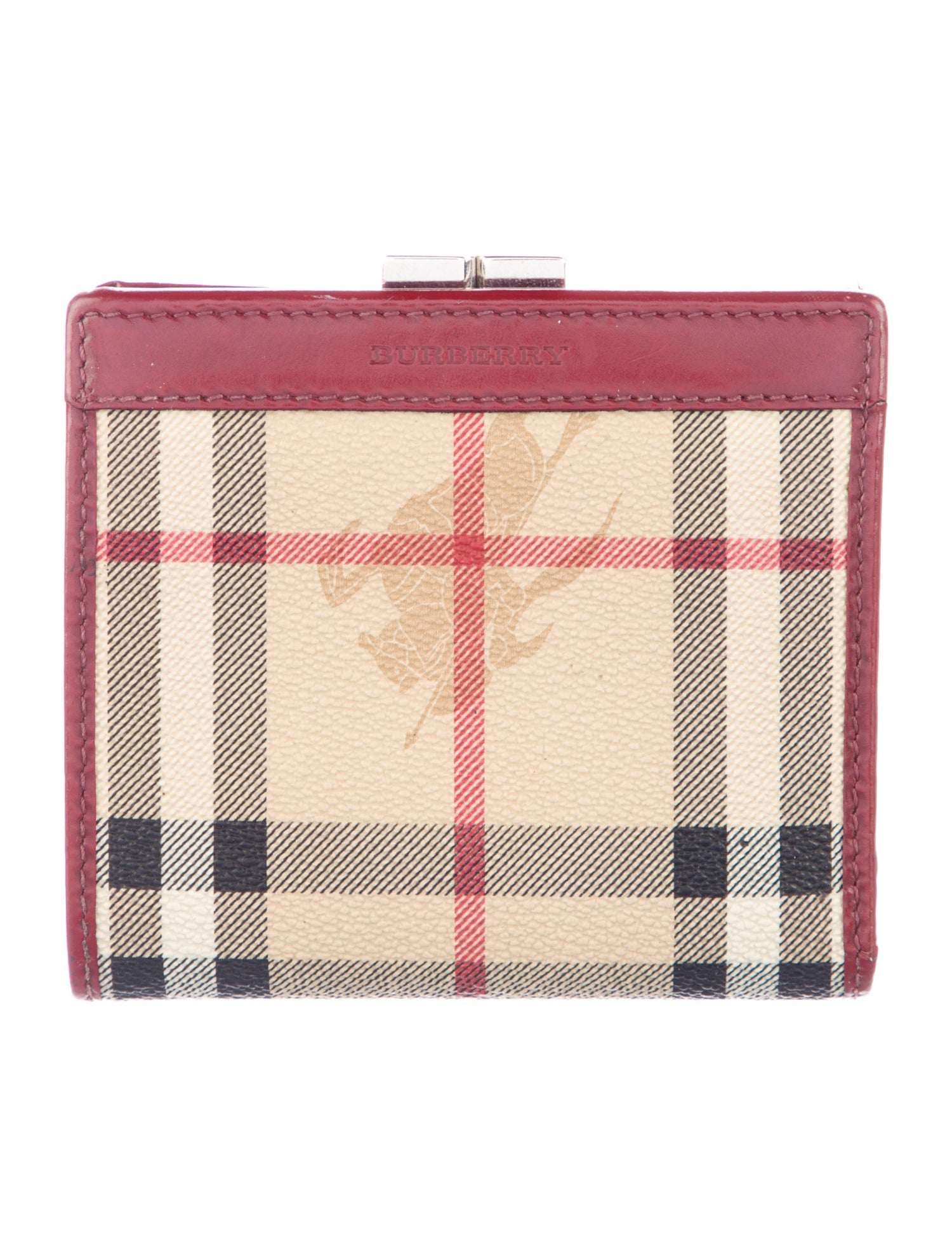 Burberry London Haymarket Check Pattern Plaid Print French Purse