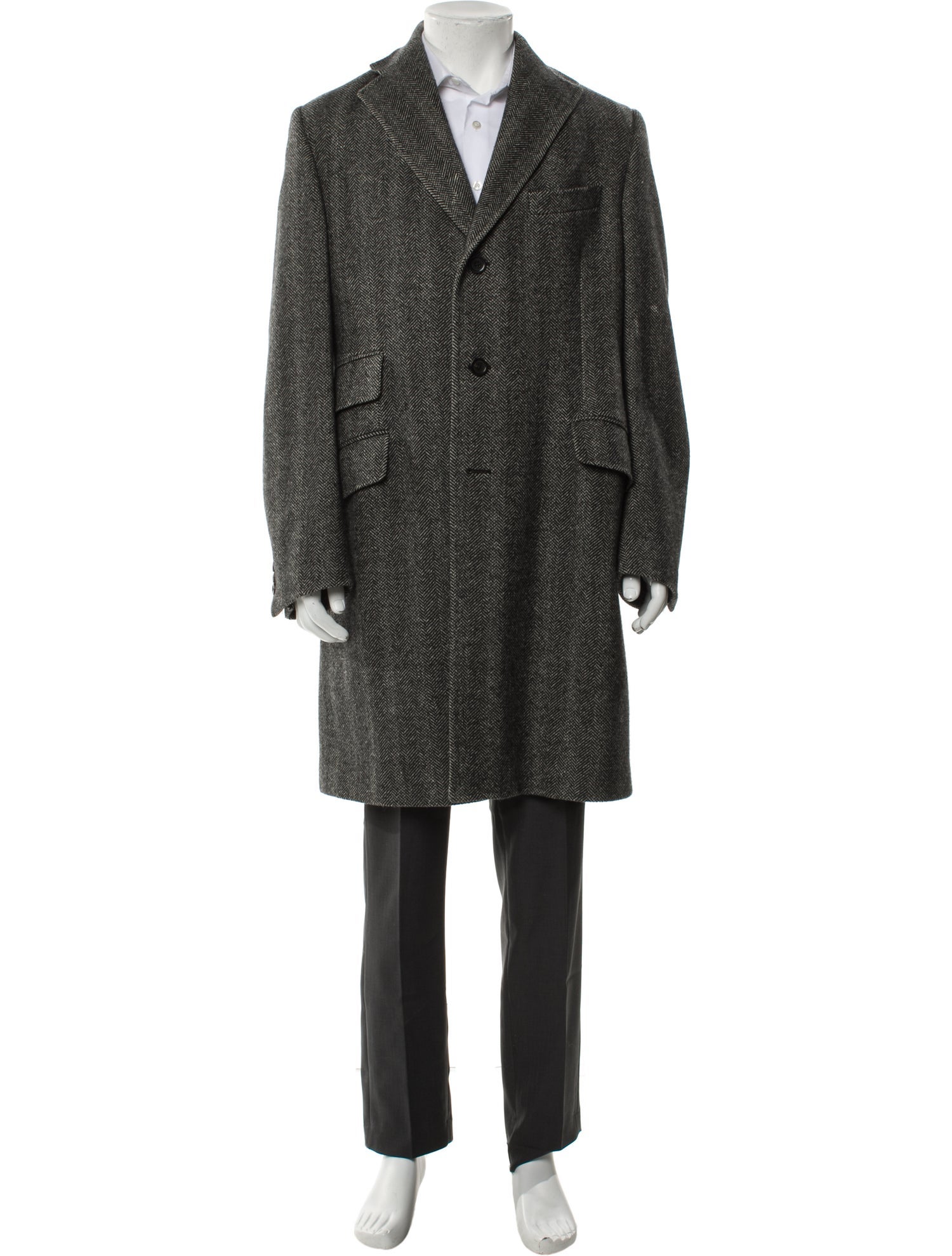 Burberry London Wool Tweed Pattern Overcoat