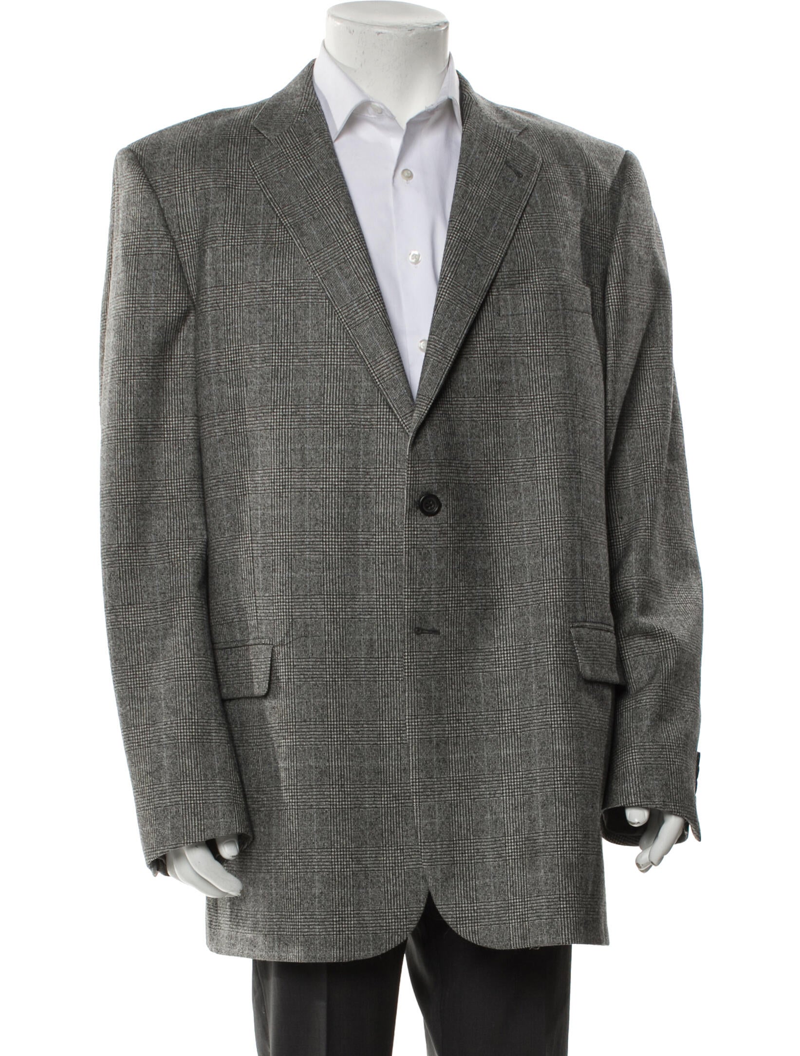 Burberry London Wool Plaid Print Blazer