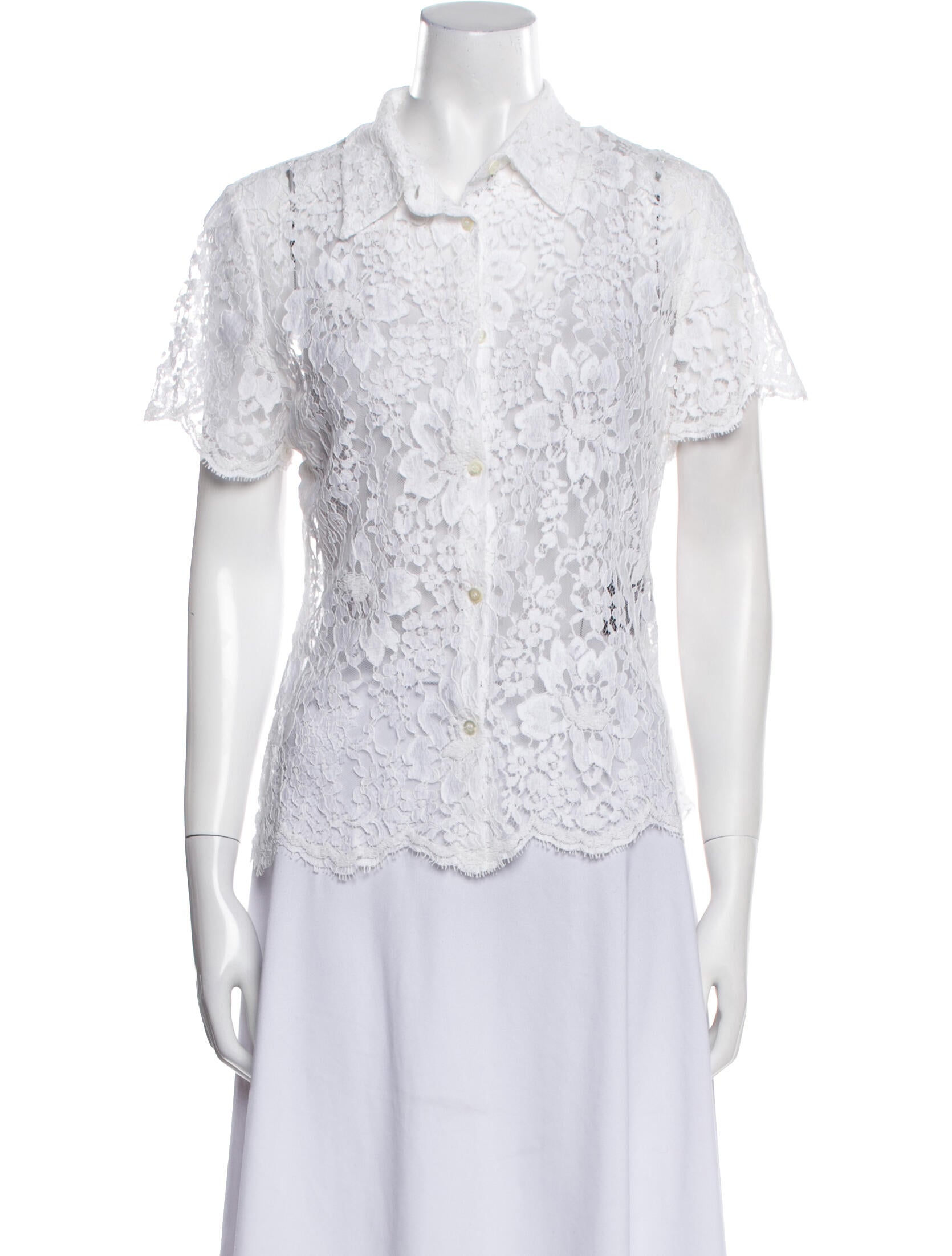 Burberry London Lace Pattern Short Sleeve Button-Up Top w/ Tags