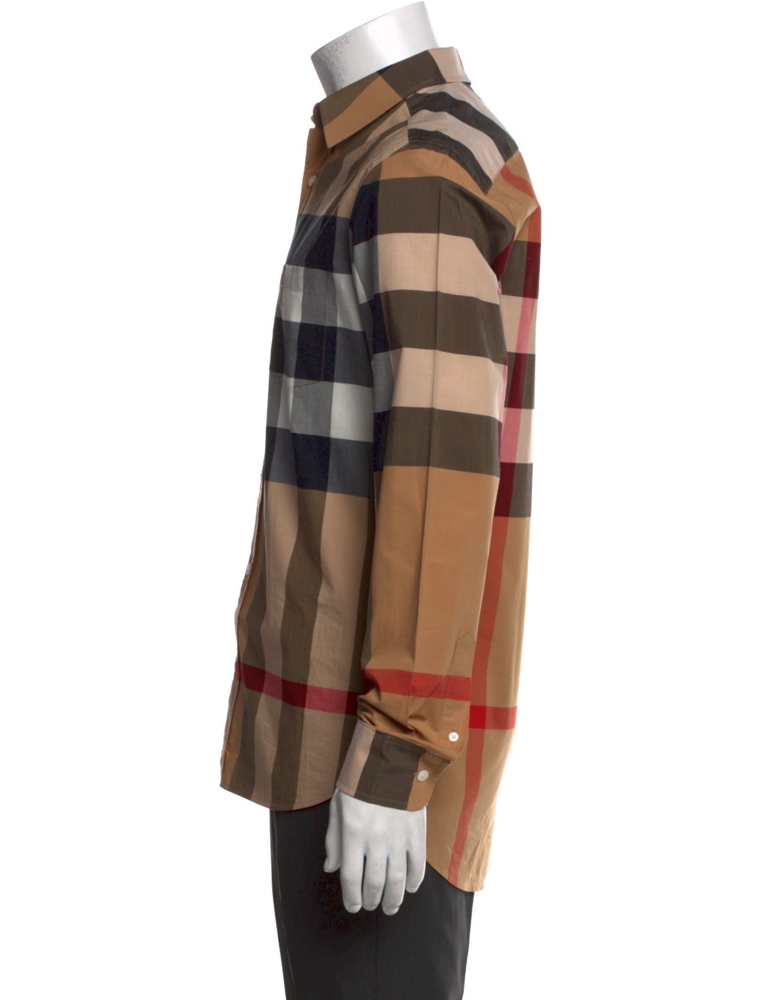 Burberry Plaid Print Long Sleeve Shirt