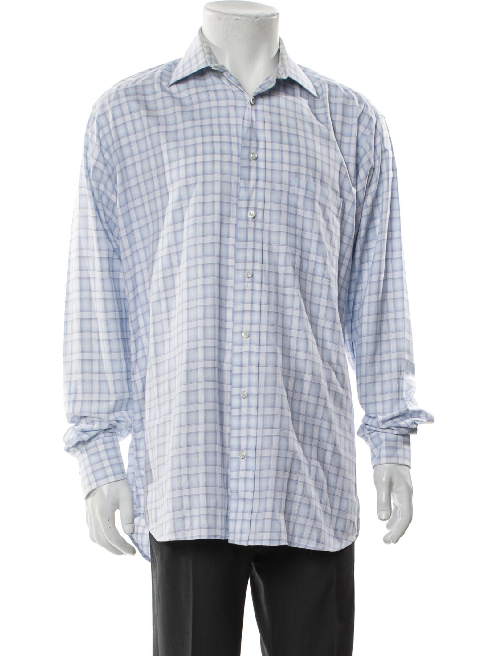 Burberry London Plaid Print Long Sleeve Dress Shirt