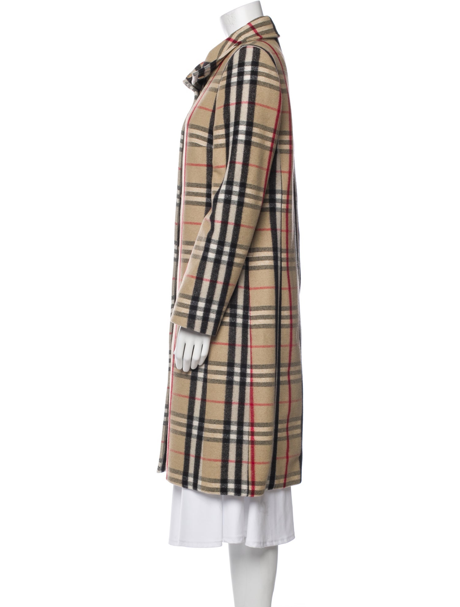 Burberry London Wool Plaid Print Trench Coat