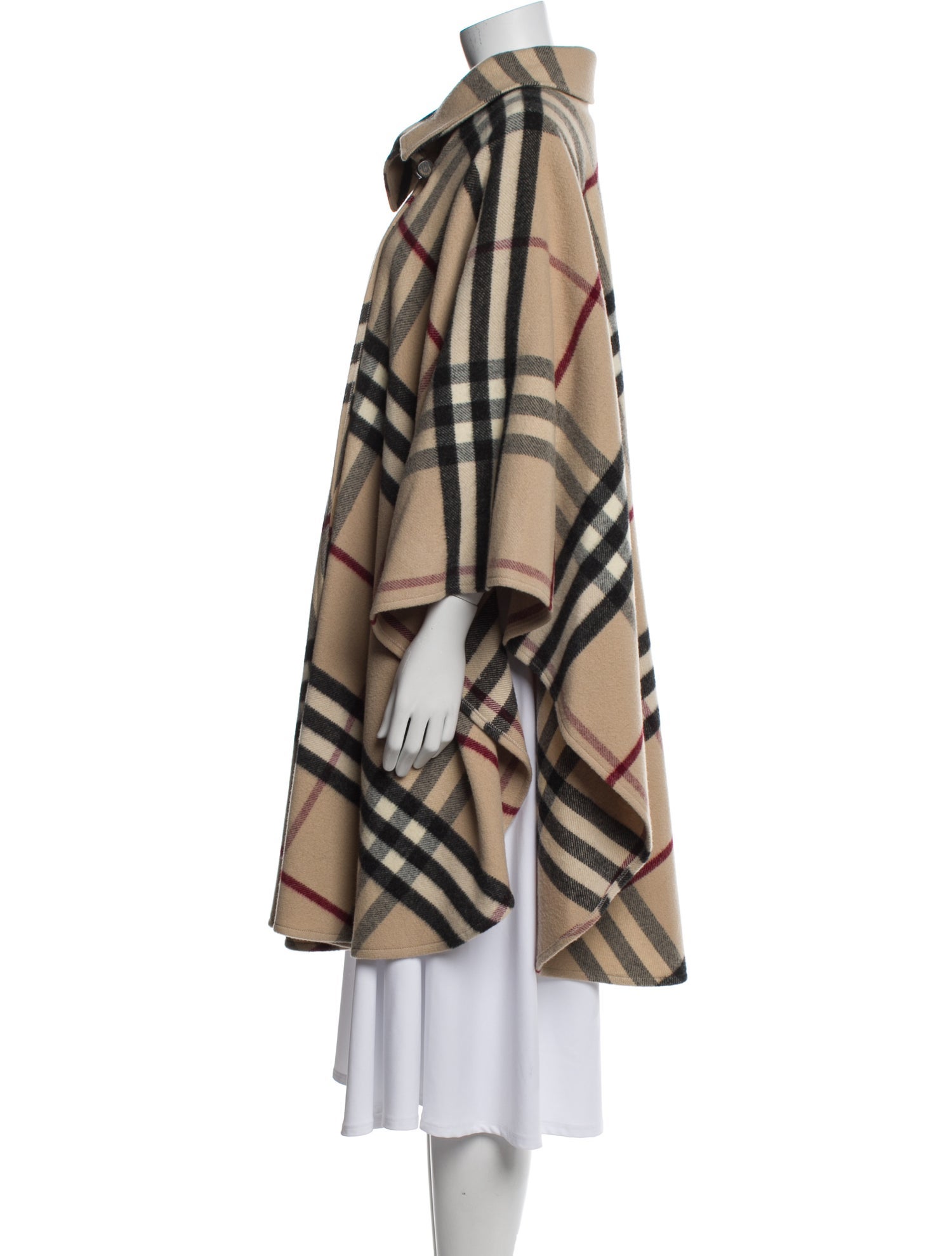 Burberry London Merino Wool Plaid Print Poncho