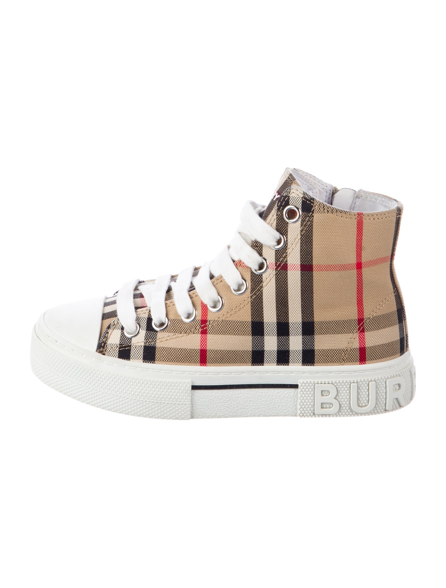 Burberry Boys Check Pattern High Top Sneakers