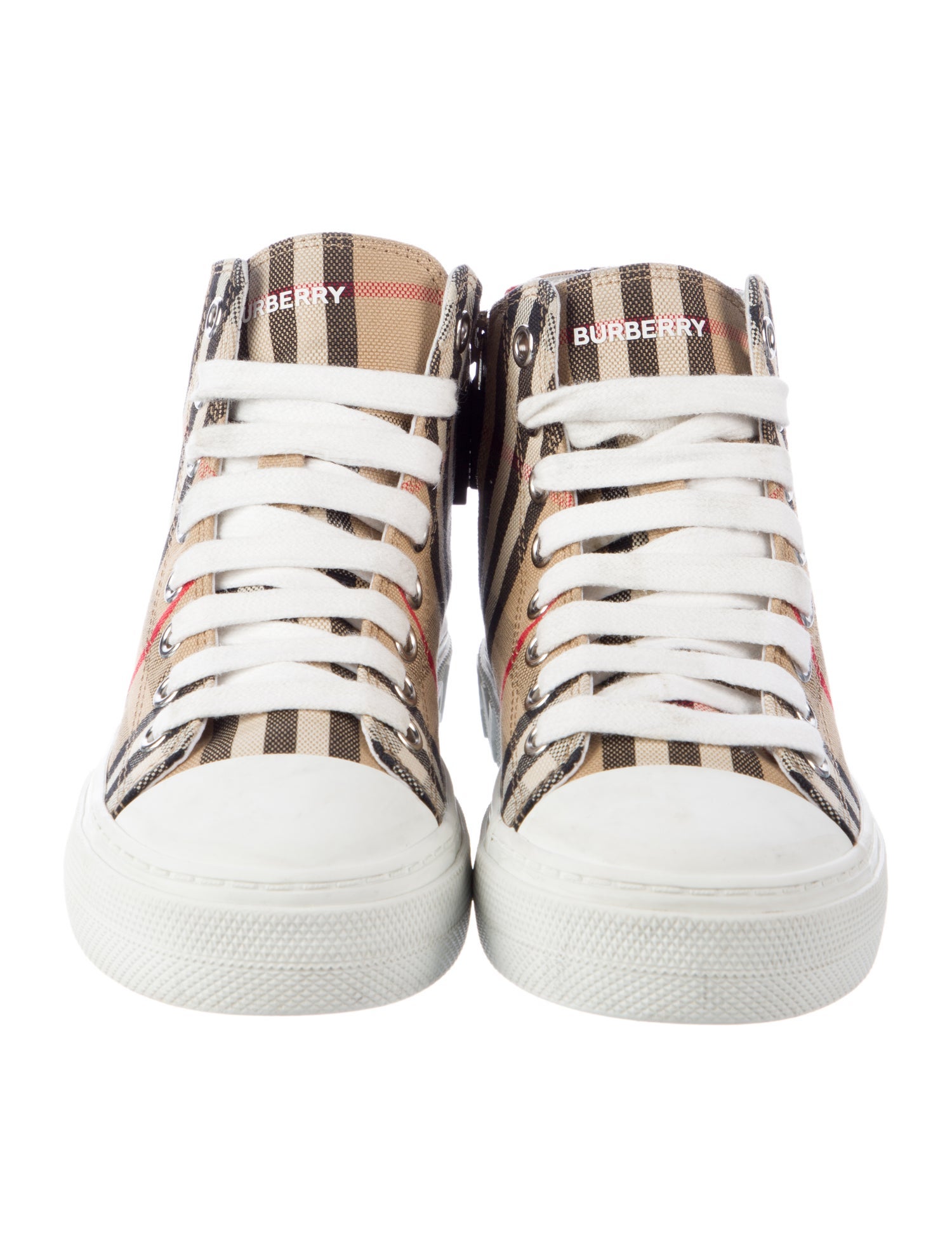 Burberry Boys Check Pattern High Top Sneakers