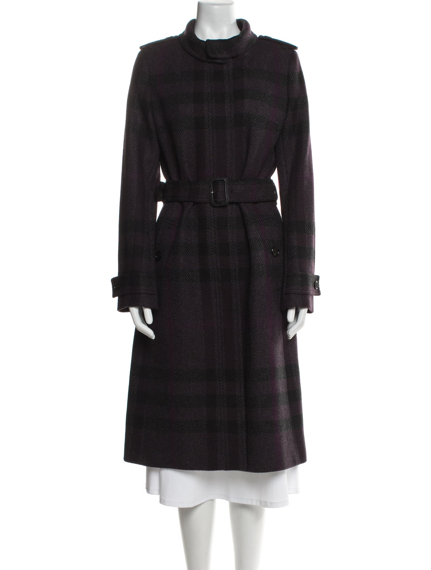 Burberry London Wool Plaid Print Trench Coat w/ Tags