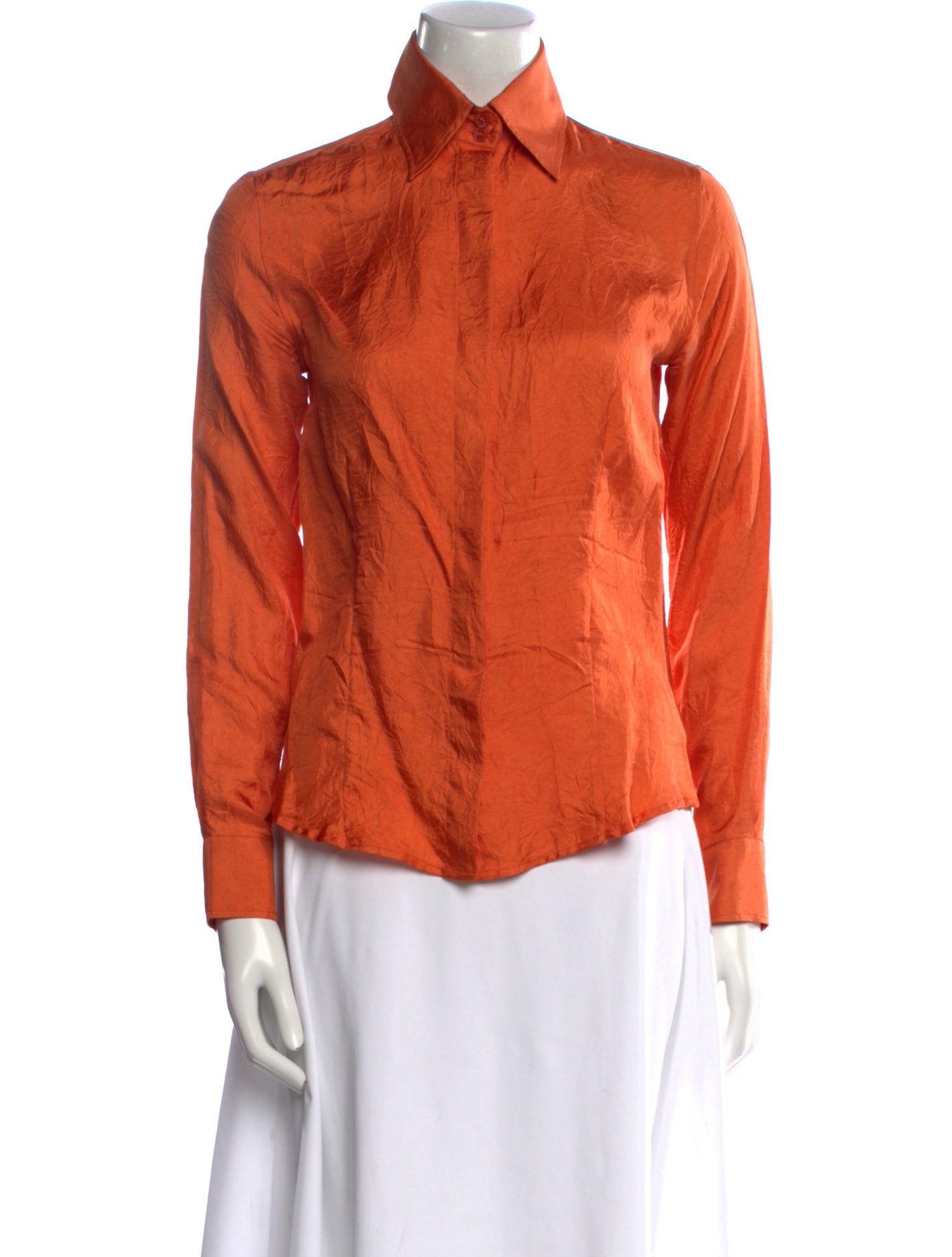 Burberry London Silk Long Sleeve Button-Up Top