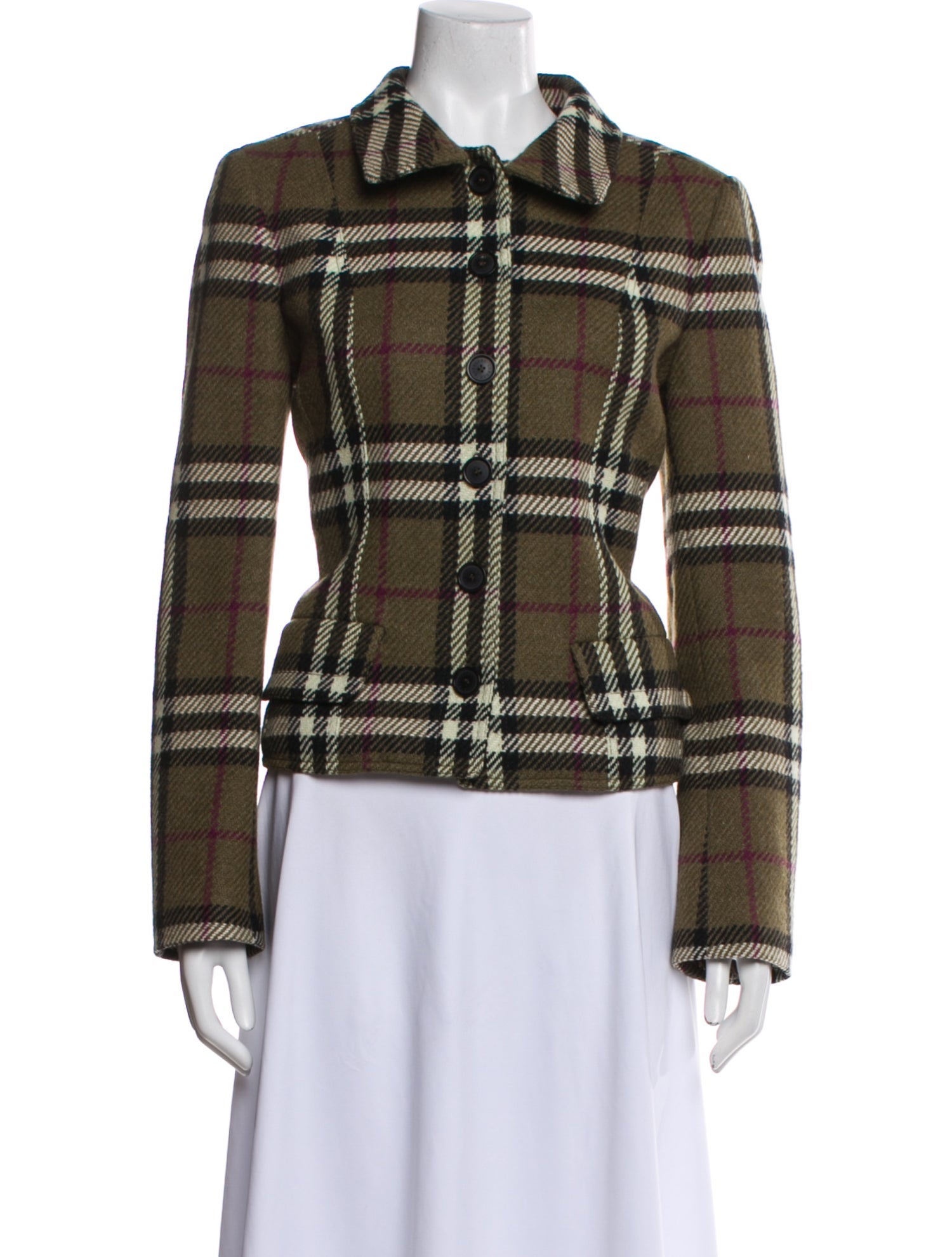 Burberry London Lambswool Plaid Print Jacket