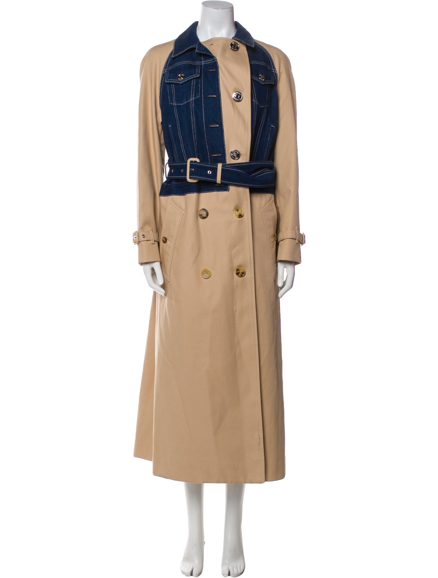 Burberry London Colorblock Pattern Trench Coat