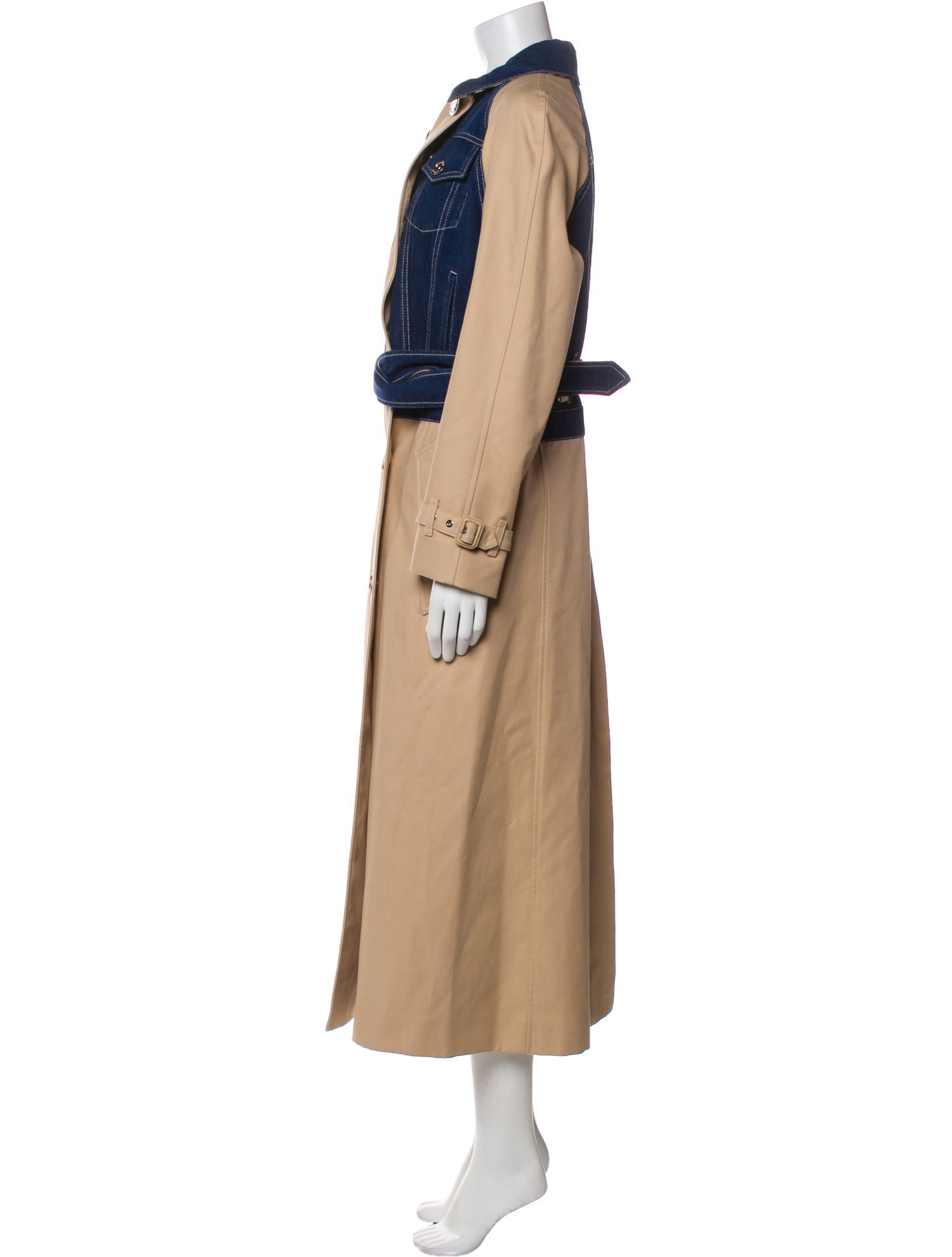 Burberry London Colorblock Pattern Trench Coat