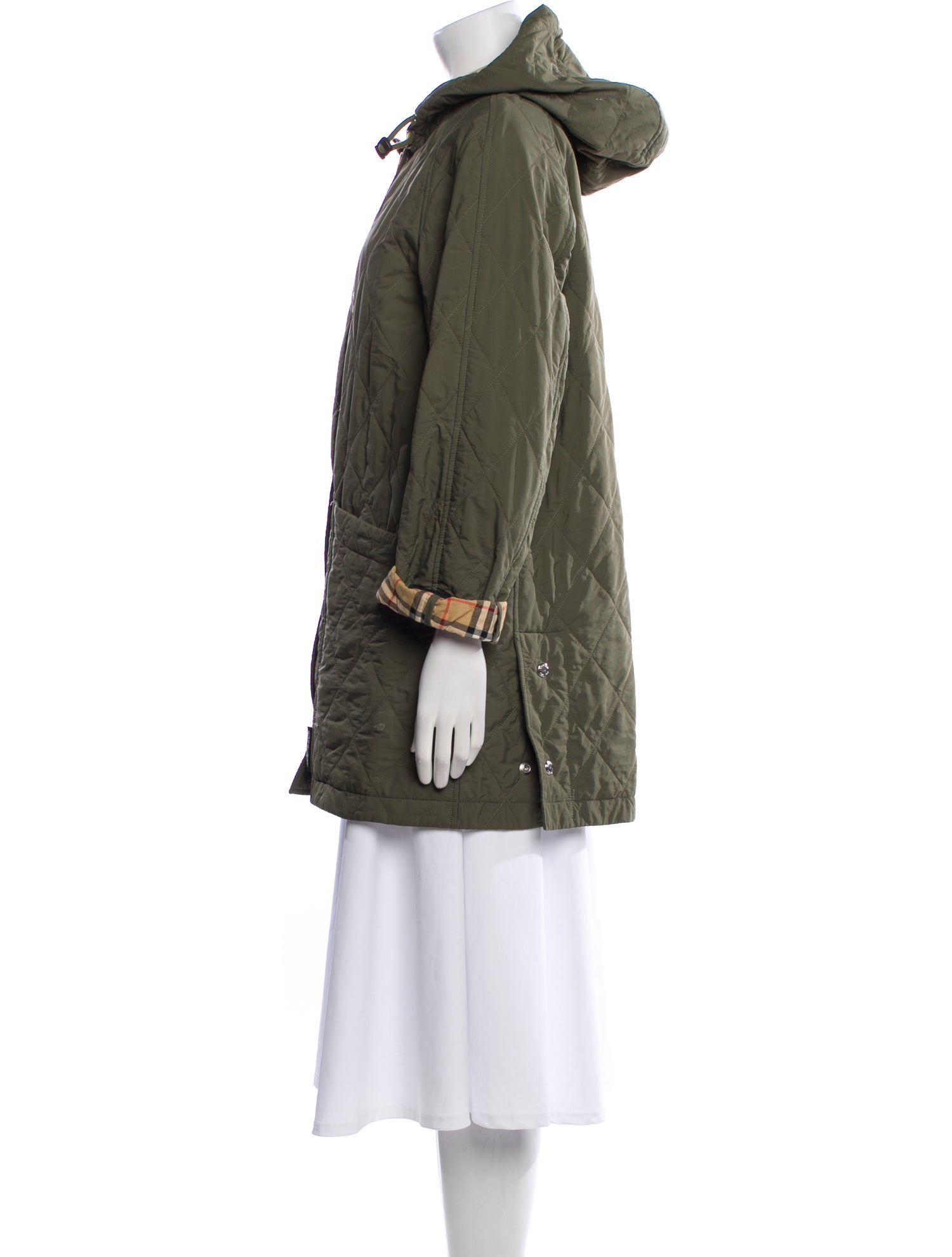 Burberry London Nylon Plaid Print Utility Jacket